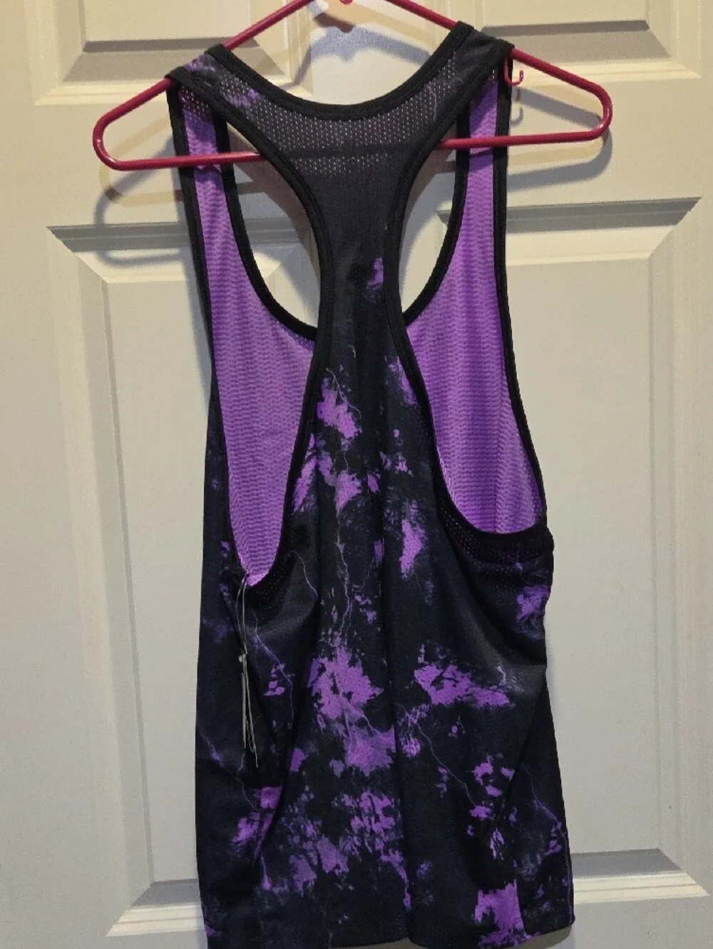 Under Armour Black and Purple Tie-Dye Racerback Swim Tank